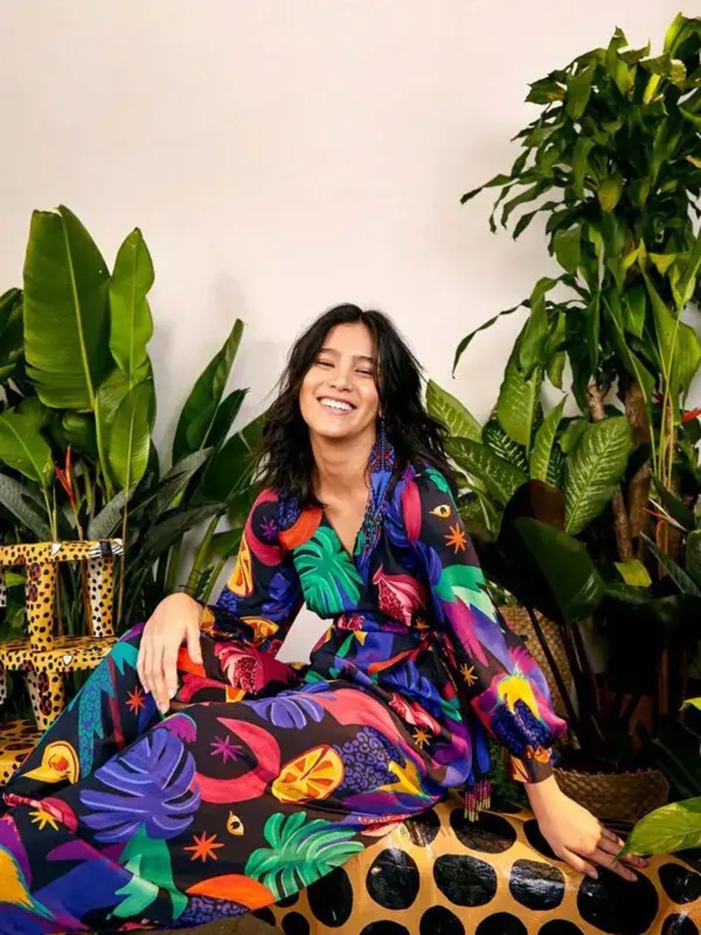FARM Rio Mystic Jungle Tropical Print Wrap Jumper Jumpsuit - SIZE SMALL